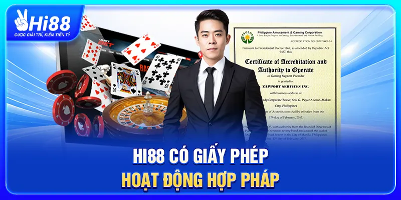 Hi88 có giấy phép hoạt động hợp pháp